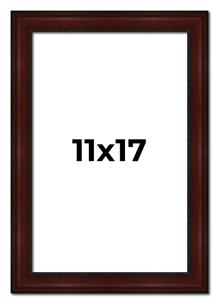 11x17 Distressed Brown Picture Frame - UV Acrylic, Foam Board Backing, Hanging Hardware